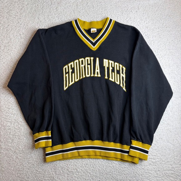 Russell Athletic Other - 70S Vintage Russell Athletic Georgia Tech Sweatshirt XL Black Gold V-Neck NCAA